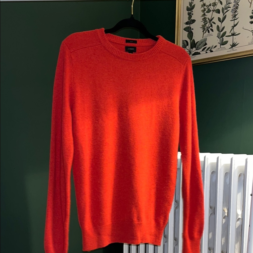 J. Crew Orange Crewneck Sweater Vibrant Knit Classic